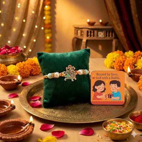 Image of SAUDEEP INDIA Decorative Fridge Magnet for Refrigerator Decor | Free Ganesh Rakhi for Brother | Raksha Bandhan Gift Combo Set | Festive Home Decor Item | Spiritual Kitchen Decoration