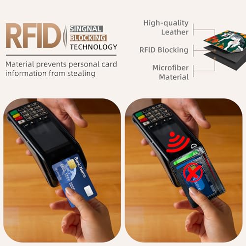 Credit Holder Slim Wallet, PU Leather RFID Blocking, Women & Men Front Pocket Small Card Holder, Credit Card Wallet with Wristlet, Convenient Travel Business, Maple Leaves Cute Dog 6