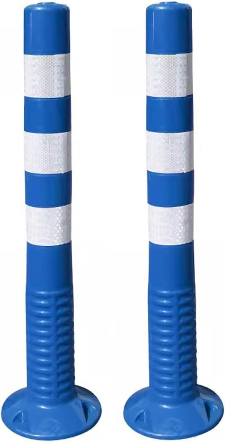 CWCQGH Parking Bollards with Reflective Collars for Traffic Safety and Barrier Control (Blue+white)