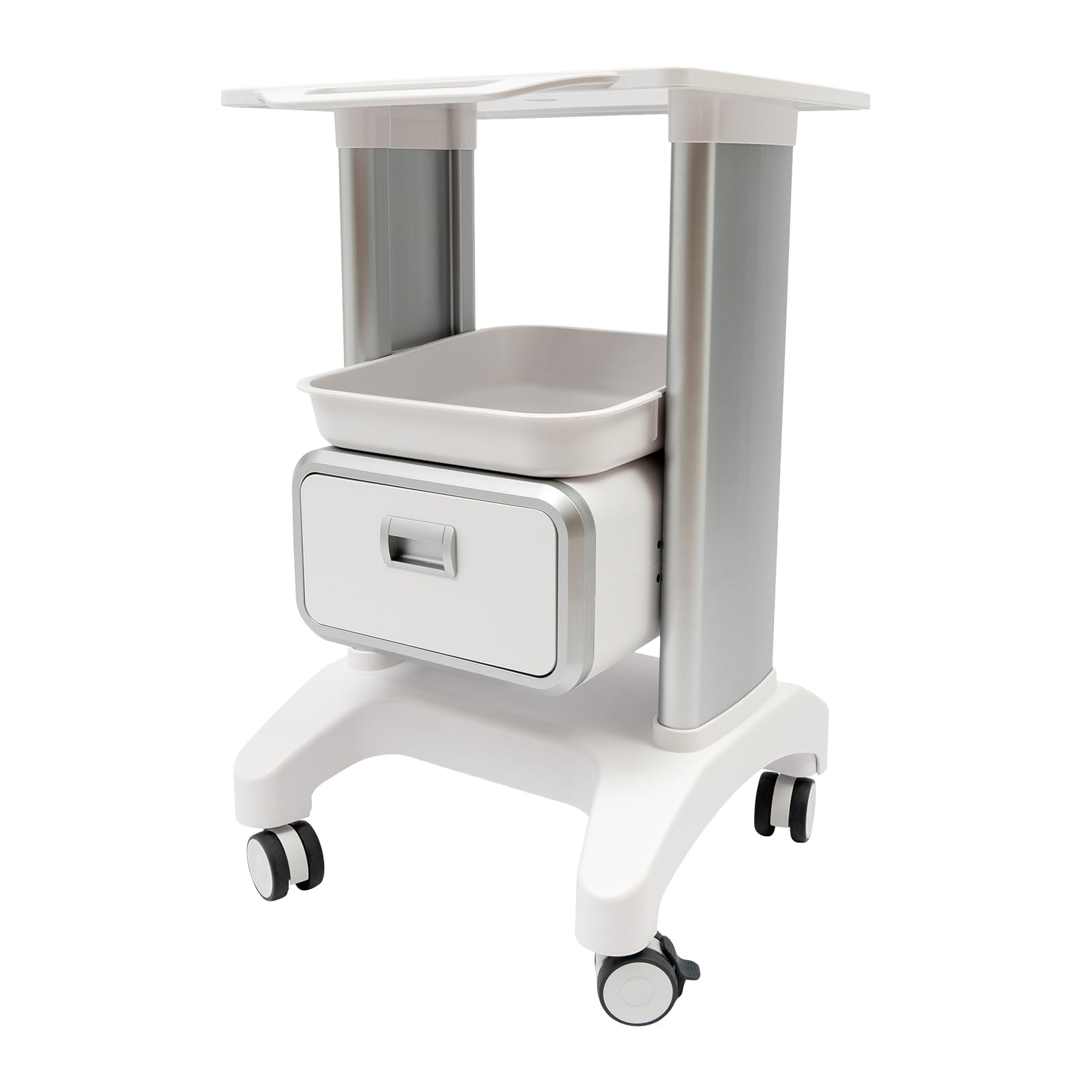 Wózek z szufladą, wózek kosmetyczny, 2 półki na kółkach, wózek laboratoryjny z hamulcem, mobilny wózek do laboratorium, studia kosmetycznego, fryzjera, biura, ABS