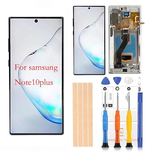 Amoled LCD for Samsung Galaxy Note10Plus N975 Digitizer Screen LCD Display Touch Assembly Replacement N975 N975A N975F N975P N975R4 T U V W 6.8 inch by Qvouaw[ Silver with Frame]