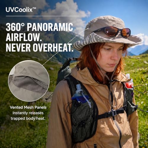 Image of TOP-EX UVCoolix Cooling UPF50+ Wide Brim Sun Hat, Waterproof, Big Head | cooling sweatband, waterproof, water resistant, UV protection, wide brim, breathable, big-head fit, fishing, hiking, beach