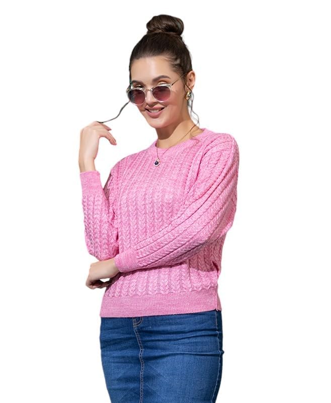 Image of Wear lusso Women's Woolen Cable Knit Pullover Sweater | Full Sleeve Round Neck Winter Wear | 100% Wool Soft & Warm Stylish Sweater for Girls, Ladies & Women | Cozy Casual Winter Fashion