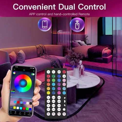 Tira de luces LED RGB de 20 pies con control remoto y app miniatura 3