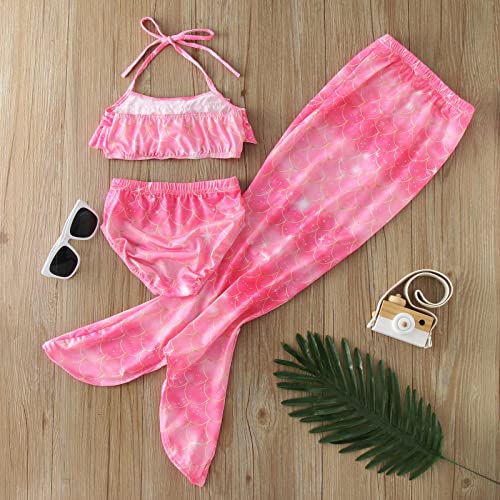 Conjunto de biquíni de princesa com cauda de sereia para nadar, presente de aniversário para criança