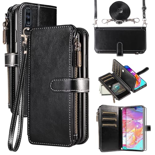 Coque Samsung Galaxy A70 anti-chute avec verre trempé protège-écran et étui