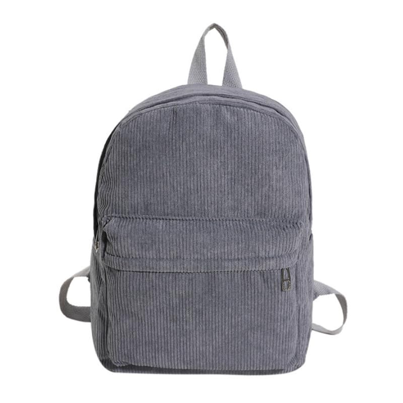 Chunky Corduroy Backpack for Women - Cute Preppy Bookbag Casual Rucksack Daypack Travel Daily Work Essentials Purse (grey)