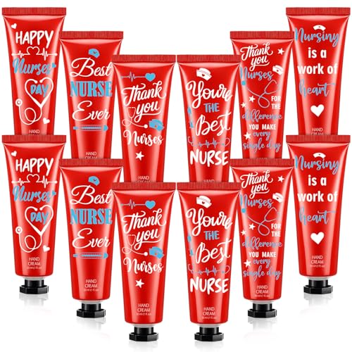 Leelosp 12 Pcs CNA Week Gifts Bulk 2026 Nurse Gifts Bulk for Women Nursing Hand Cream Mini Hand Lotion Travel Size Moisturizing for Nursing Student CNA Week Medical Assistant Accessories