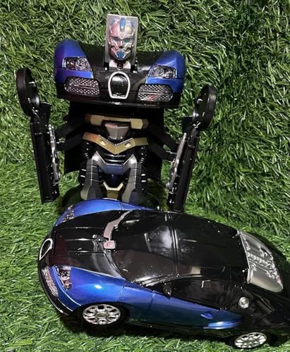 Image of Robot Car for Kids with Light & Music, Deformation Robot Car Toy Bump and Go Action 2 in 1 Car Toy Robot Battery Operated (Blue Robot Car)