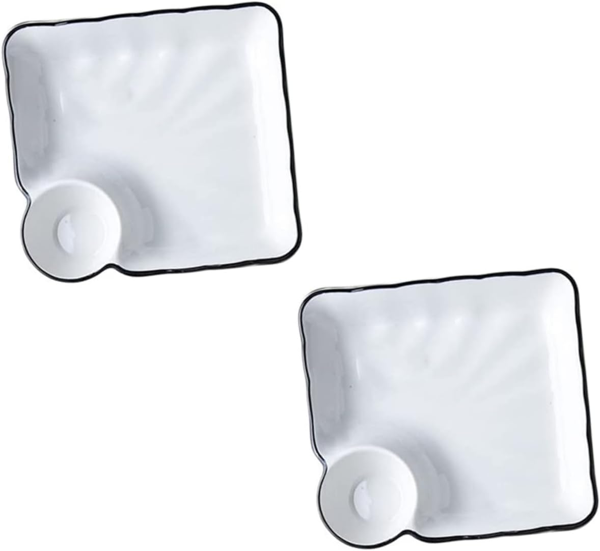 OUNONA 2Pcs Ceramic Sushi Plate with Dipping Saucer Elegant Dumpling Tray for Snacks Gyoza and Sauces Easy to Clean Dish for Parties and Everyday Use