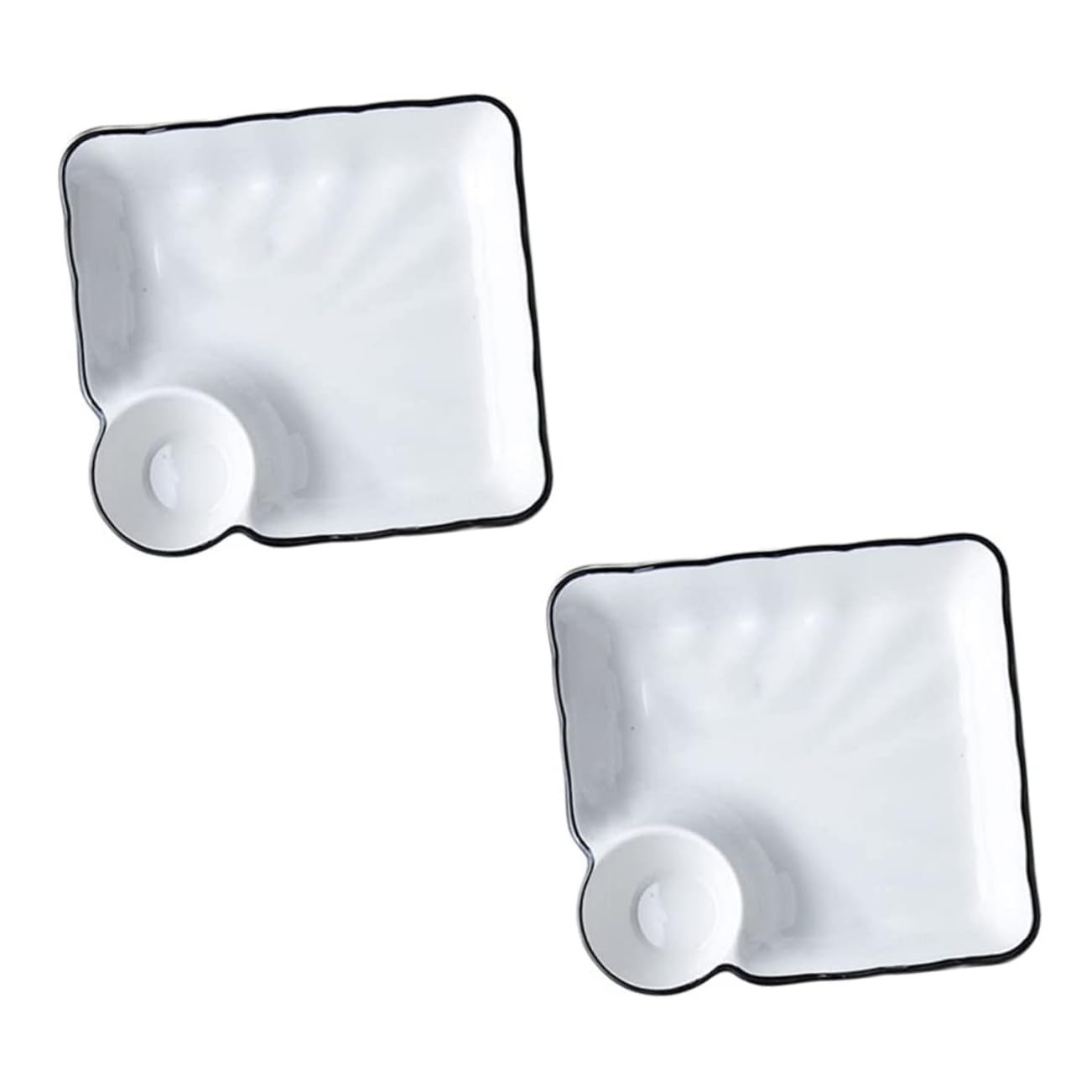 OUNONA 2Pcs Ceramic Sushi Plate with Dipping Saucer Elegant Dumpling Tray for Snacks Gyoza and Sauces Easy to Clean Dish for Parties and Everyday Use