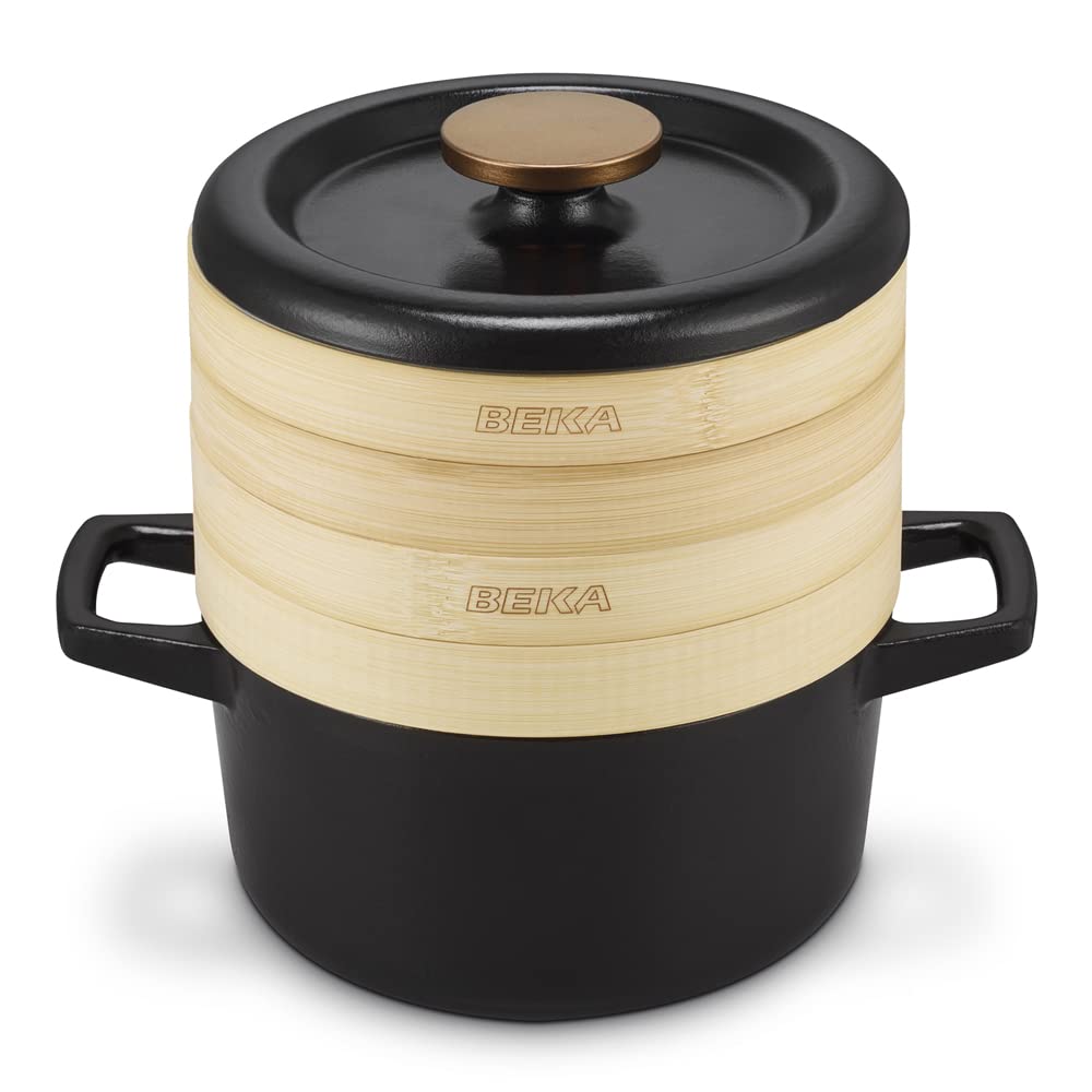 BEKA 15149204 Cuit vapeur Nori 20 cm en fonte avec 2 passoires en bambou