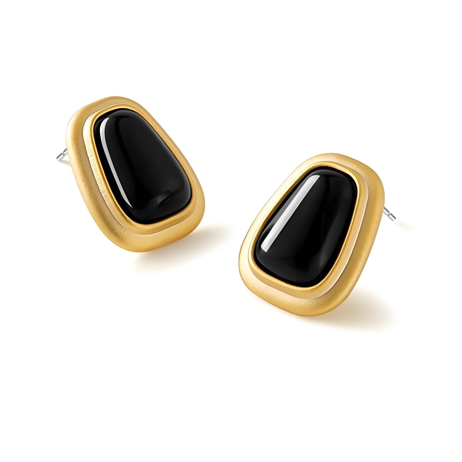 Chunky Gold Square Earrings for Women Boho Vintage Geometric Stone Earrings Big Square Earrings Stainless Steel Statement Geometric Stud Jewelry