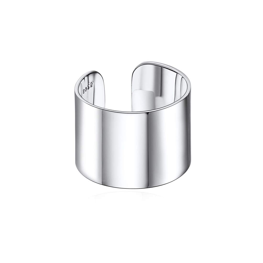 ChicSilverAnillo Ancho Mujer 5/10/15MM Anillo Liso Plata de Ley 925 Joyería Simple de Moda Anillo Banda Brillo/Ahilado Compromiso