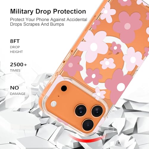 L-FADNUT for iPhone 17 Pro Max Case Flower Clear Magnetic Floral,Pink - image 4