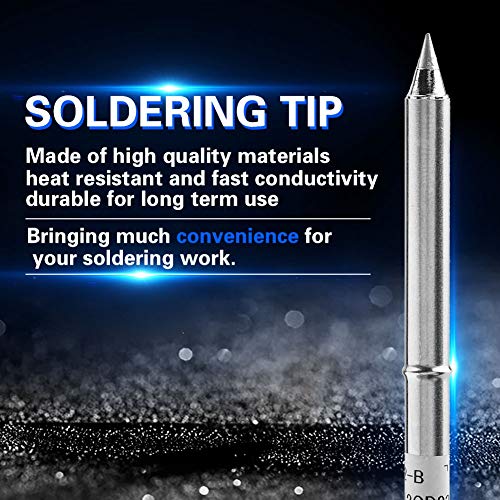 Image of T12 Series Soldering Iron Tips, Stainless Steel Soldering Tips, Copper Solder Tips, Soldering Station Tip Welding Tool Replacement for FX-951 Rework Station (T12-B)