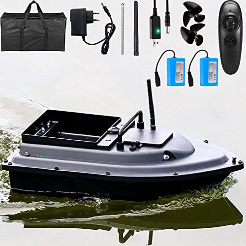 YXRJJT Intelligentes Futterboot Angeln, Angelköder RC Boot, Wasserdicht Köderboot, Ferngesteuertes Fischköder Boot mit Doppelmotoren und 12000mAh Batterie, Köder und Haken Leicht Tragen Cover