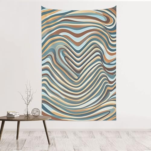 Tapisserie murale lignes ondulées velours de pêche 152x101 cm