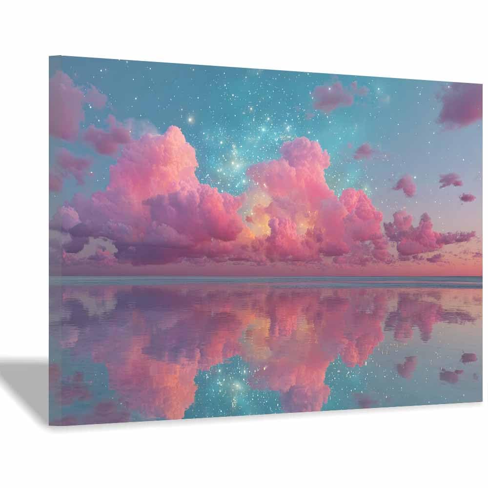 HOQIU Canvas Wall Art Pastel Cloud Reflection canvas art, art print, house decor, bedroom wall decor above bed, prints for living room.(Multicolor)-60x80cm Framed