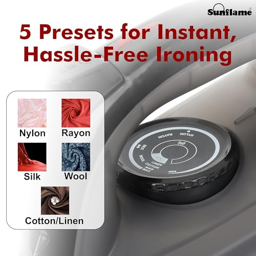 Image of Sunflame 1600 Watt Steam Iron with German Weilburger Non-Stick Coating | Large 220 ml Water Tank | High Steaming Rate I Self Cleaning | Vertical and Horizontal Ironing | 2 Year Warranty by Sunflame