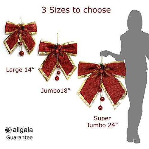 allgala Christmas Decorative Bows for Wreath Garland Treetopper Christmas Tree (24" Jumbo 1-PK)-XBW93040 - Thumbnail 2