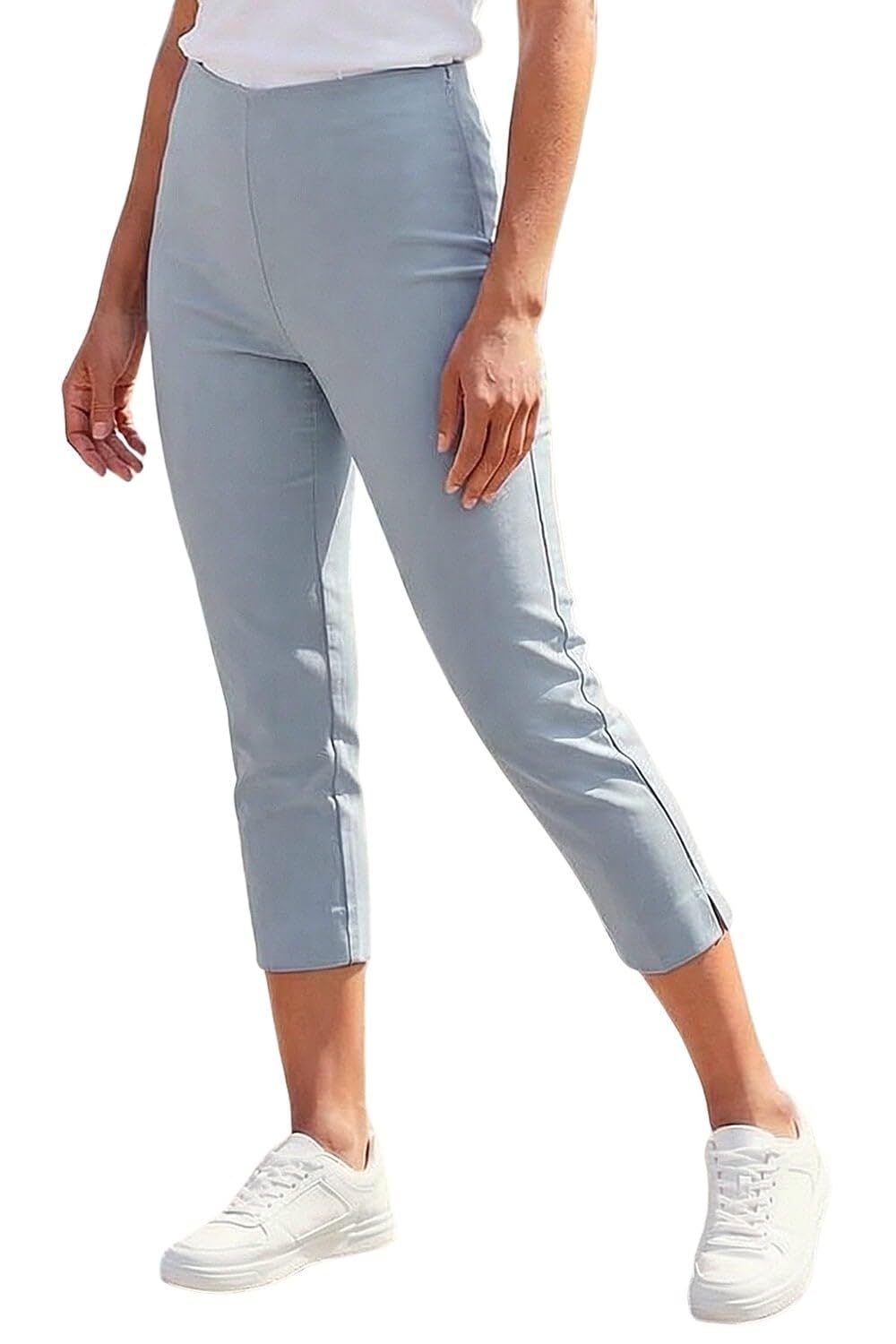 Roman Women's Grey Cropped Stretch Trouser Capri Summer Leggings 3/4 Pedal Pushers In | : Size 20