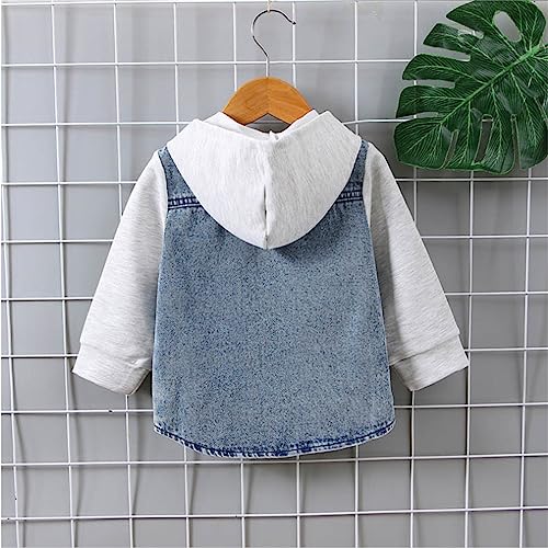 KAGAYD Toddler Baby Boy Girl Denim Jackets Button Down Jeans Jacket Top Coat Cowboy Outwear Hooded Winter Fall3