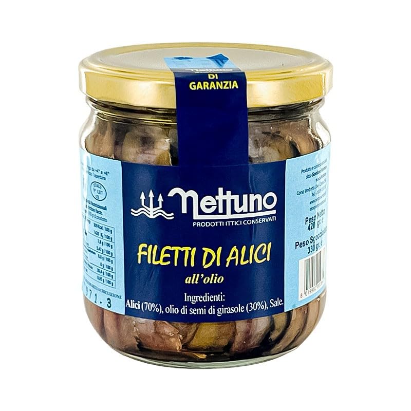 Filetes de anchoas de Cetara en aceite de girasol – Tarro grande