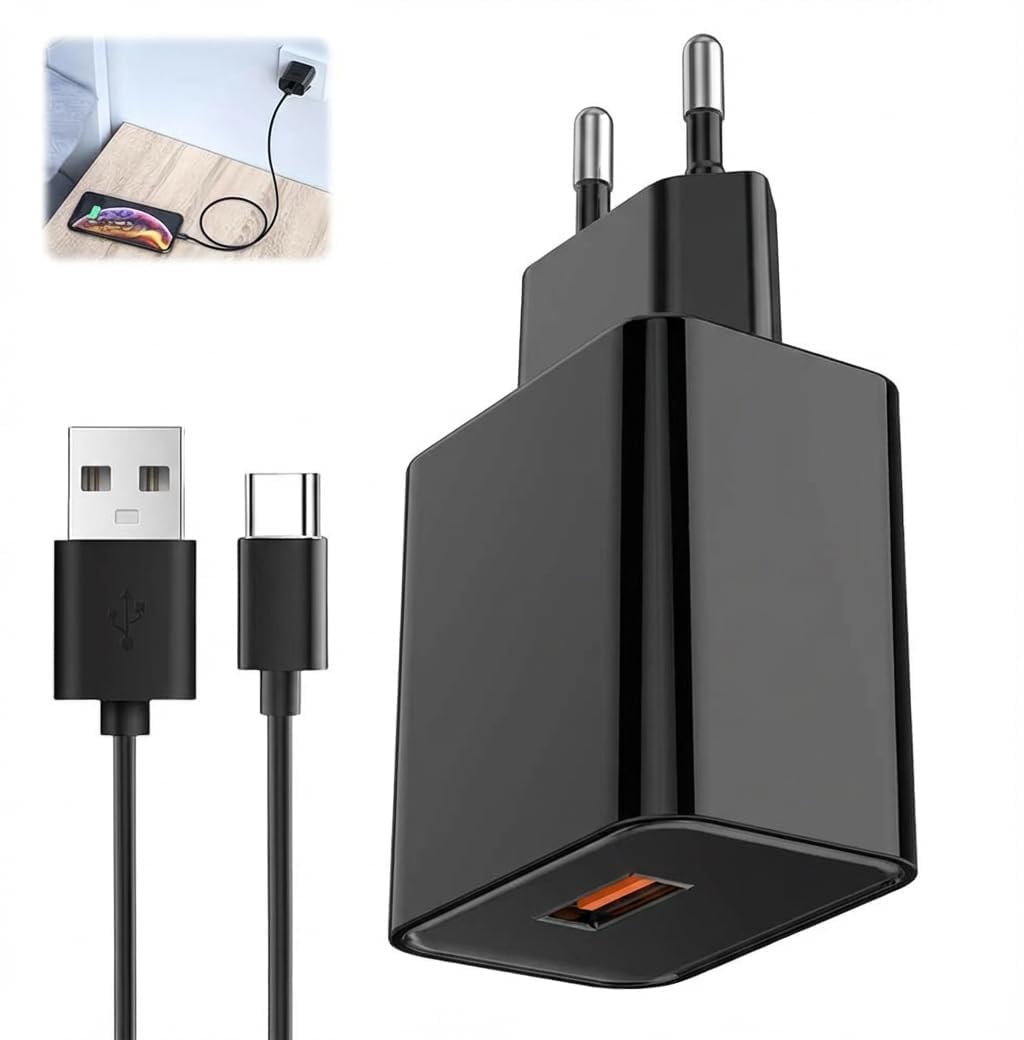 Alimentatore 5V 2A Paicreate, Caricabatterie con cavo (2m), Caricatore USB C Compatibile with Samsung/iPhone/Huawei/xiaomi,Ingresso 100-240V