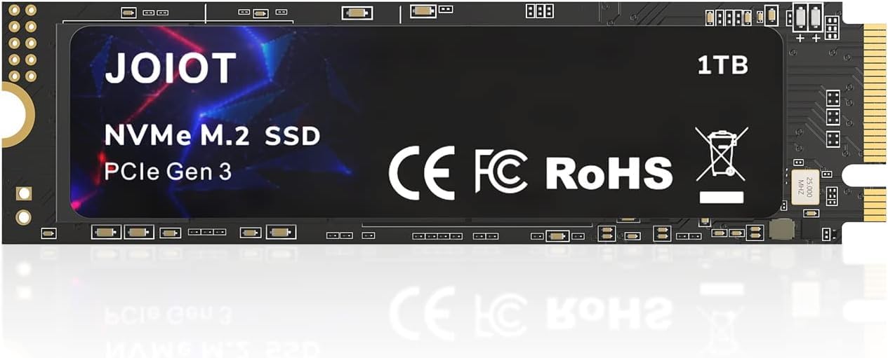 JOIOT SSD 1To PCle 3.0x4 Disque SSD Interne, Vitesse de Lectura jusqu'à 3500 Mo/s, M.2 2280 Nvme SSD Interne 1 to Compatible avec Ordinateur Portable et de Bureau,Disque Dur SSD TLC 3D NAND