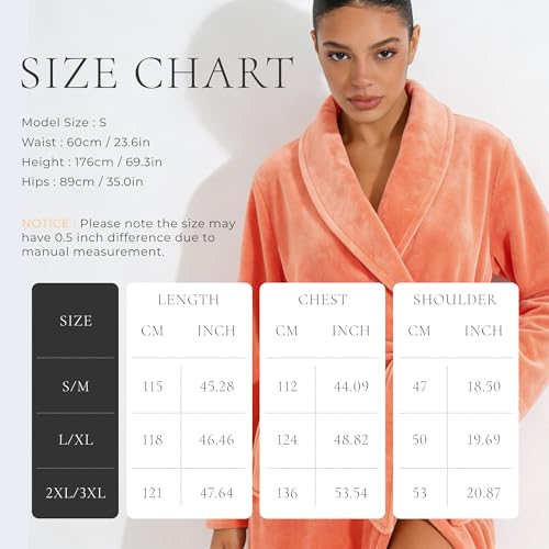 Image of HEARTNICE Womens Fleece Robes, Soft Plush Long Bathrobe, Thick Kimono Robes for Womens, Warm House Coat