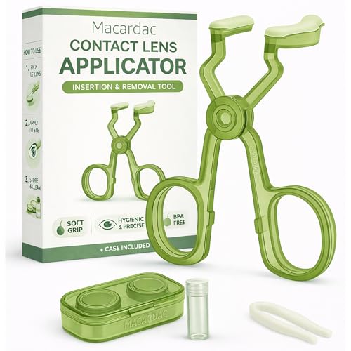 Contact Lens Applicator Tool + Contact Lens Remover Tool, Perfect for Daily Use, Cosplay, Colored Contacts & Travel, Green