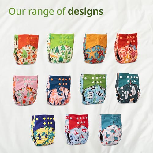 Image of LuvLap Reusable Baby Cloth Diapers Combo Pack of 6 (3 Shell + 3 Pads) Double Leak Guard, High Absorption, Stain-Proof Comfort & Protection, 3m+, Rash Free, Adjustable Waist & Height with Snap Buttons