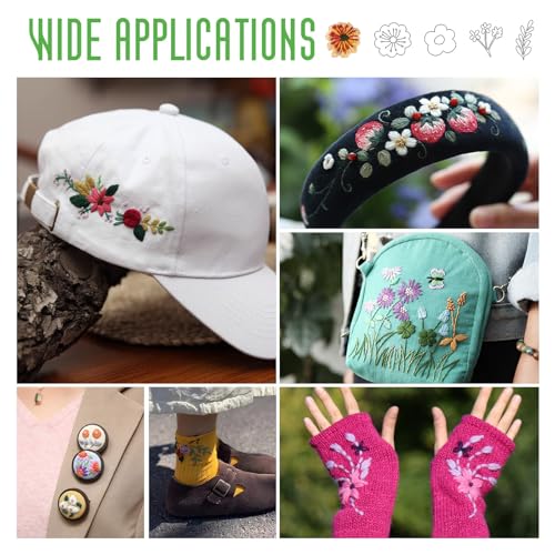 Image of Magibeads 80Pcs Flower Leaf Water Soluble Stabilizer for Embroidery Floral Patterns Adhesive Stick and Stitch Embroidery Transfer Paper for Hand Sewing Beginners
