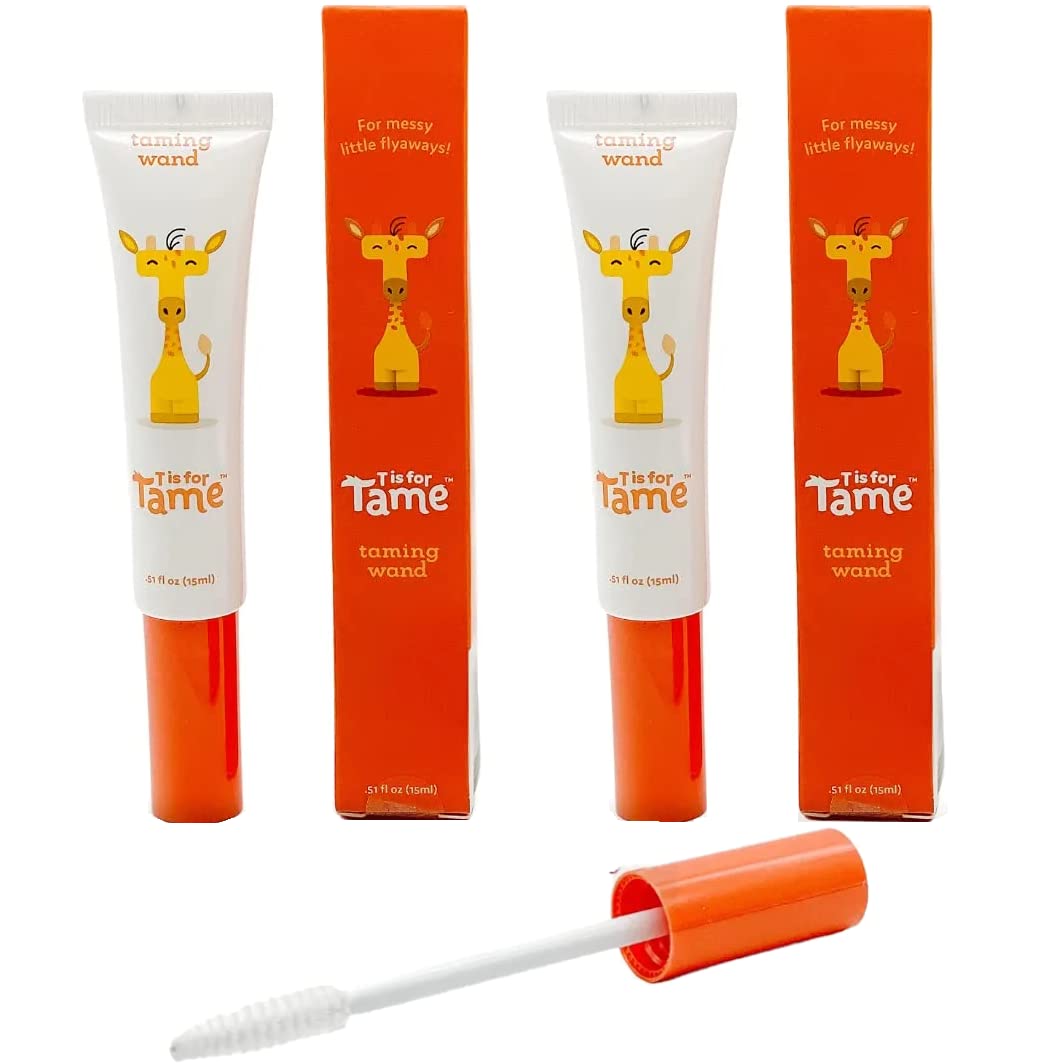 T is for TameHair Taming Cream Wand for Flyaways, Frizz - Natural & Vegan Kids Haircare Styling Wand - Slick Back Smoothing Stick for Baby & Toddler - Anti-Frizz, Flyaway Hair Tamer - 2 Pack