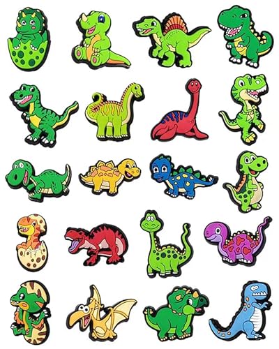 BOWNDY Dinosaur Charms for Clog & Sandals Shoe Decoration Dinosaur Charm Gift for Boys Girls Kids Teens Men and Women Adults