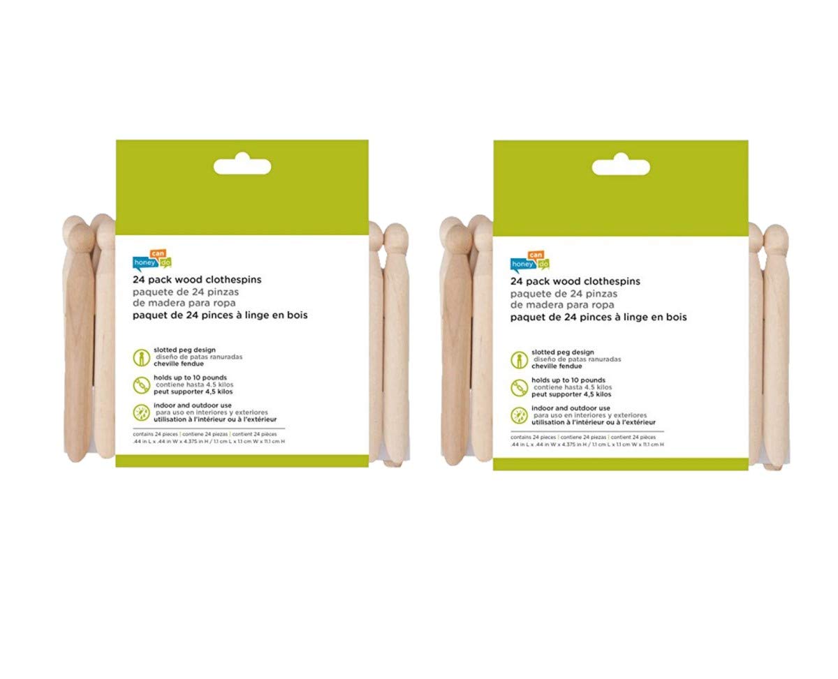 Honey-Can-DoINTL 48 Pack Traditional Wood Clothespins Birch Hardwood Construction
