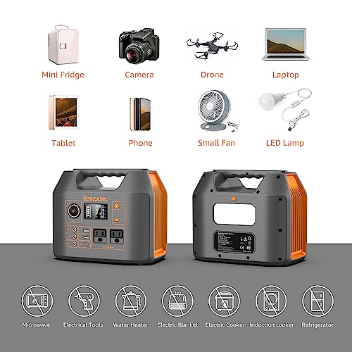 Portable Power Station EnginStar 300W Solar Generator 110V 296Wh Power Bank Two Pure Sine Wave AC Outlet 80000mAh Lithium Battery Pack for Camping Outdoors Trip RV Hunting Vans Emergency Backup - Image 9