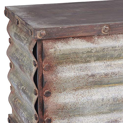 Household Essentials Vintage Metal Storage Trunk, Rustic Silver, Large #TOP4