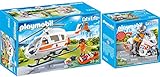 PLAYMOBIL® City Life 2er Set 70048 70051 Rettungshelikopter + Notarzt-Motorrad mit Blinklicht