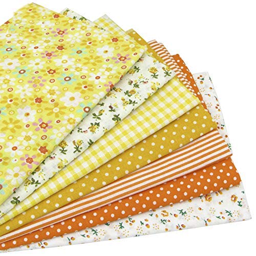 7Pcs Yellow 19.7" X 19.7" Cotton Sewing Fabric Bundles, Pre-Cut Quilt Squares For Diy Crafting Patchwork #TOP9