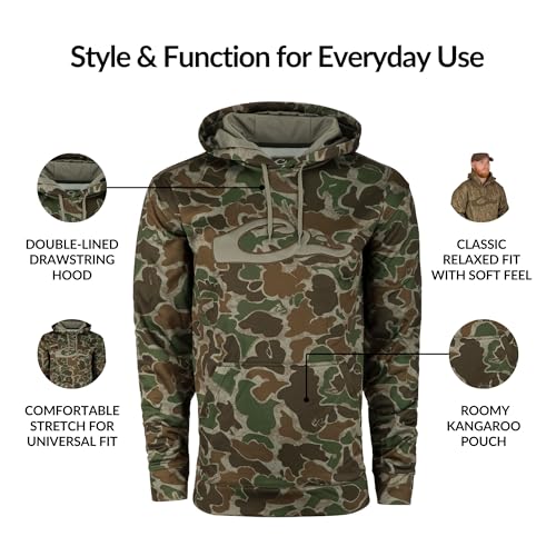 Image of Drake Waterfowl MST Performance Camouflage Hoodie, Double-Lined Hood, Cotton /Poly Blend, and Kangaroo Pouch for Comfort