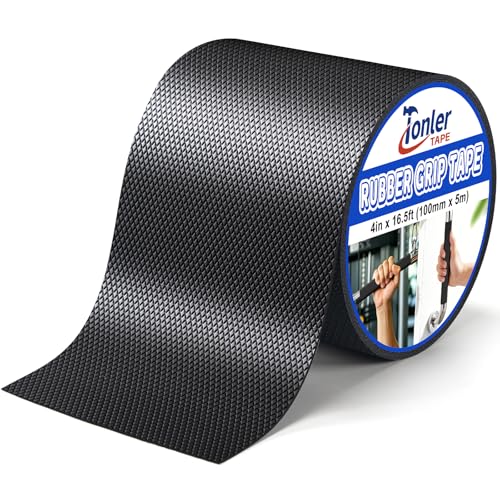 Ultra-Thin Black Anti-Slip Rubber Grip Tape 4" x 16.5FT Strong Adhesive