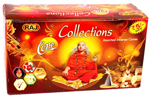 XXL Räucherkegel Set, Premium Mix mit 5 verschiedenen Duftrichtungen: Sandal (Sandelholz), Rose, Jasmin, Agarwood (Adlerholz), Musk (Moschus)