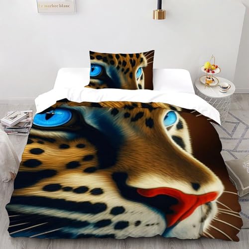 Housse de couette single imprimé 3D léopard sauvage avec fermeture éclair - 2