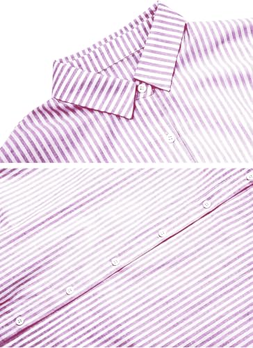 Image of ebossy Women's Oversized Boho Striped Shirt Dress Button Up Long Sleeve Flowy A Line Caftan Dress with Pockets