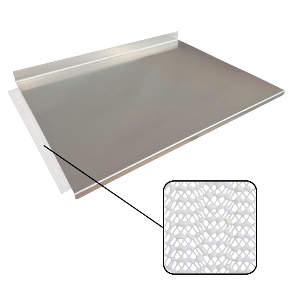 GIEMME | Spianatoia in Acciaio Inox AISI 304 52x80 cm - Piano di Lavoro Resistente e Igienico con Alzatina Posteriore e Tappetino Antiscivolo