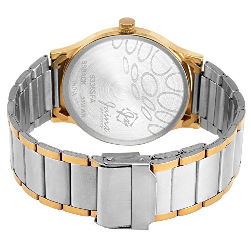 Image of jainx Premium Golden Chain Analog Wrist Watch for Men (White /Black Color Dial)