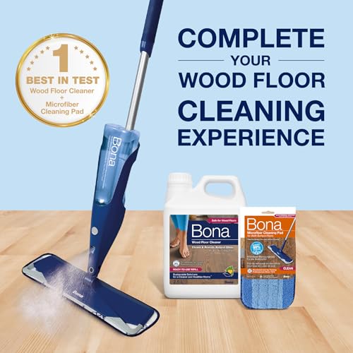 Bona Premium Spray Mops for Floors, Wood, Incl. 1x Bona Wood Floor Cleaner Liquid Cartridge 850ml & 2x Microfibre Pads, Blue - Image 8