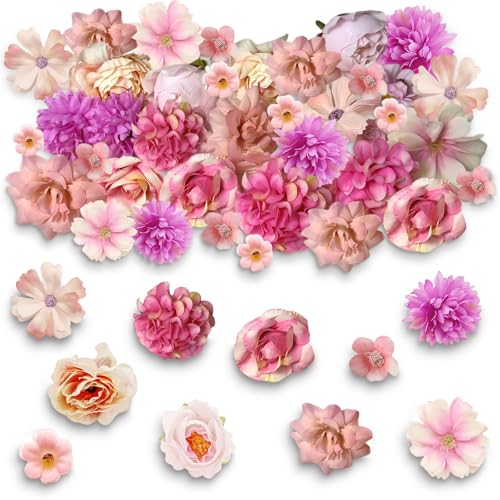 XIAOGUA 20 Pièces Fleurs Artificielles Deco 3-5cm Fausse Fleur Decoration Petite Tête de Fleur Artificielle Deco Fleurs en Tissu pour Saint Valentin DIY...